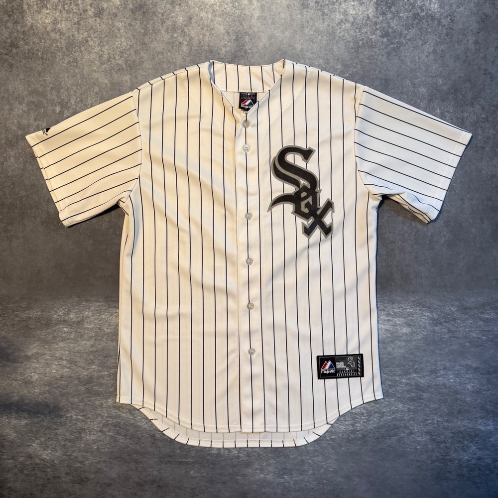 Majestic Chicago White Sox Mark Buehrle 56 Pinstripe Baseball Jersey Mens M MLB